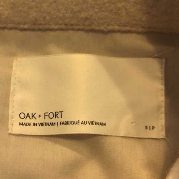 OAK & FORT Thick Rayon Wool Blend Long Sleeve Pointed Collar Button Down Shacket - Picture 12 of 15